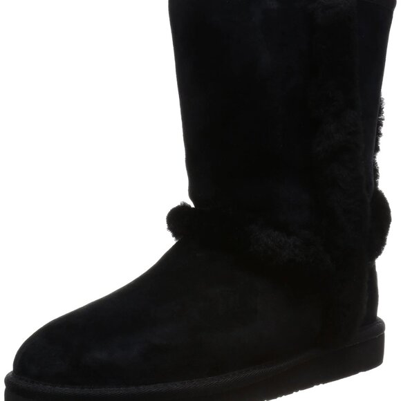 Bearpaw Women's 9 Black Suede Faux Fur Insulated Ashleigh Winter Boots - Picture 1 of 11
